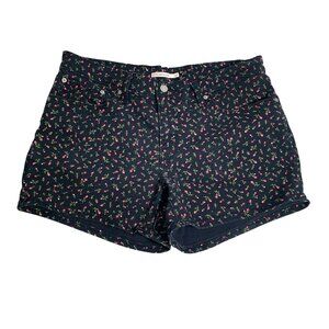 Levis Womens Mid Length Floral Rose Print Shorts Size 33 Jeans 36 Inch Waist